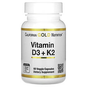 Вітамин D3+K2, Vitamin D3 + K2, California Gold Nutrition, 60 вегетаріанських капсул