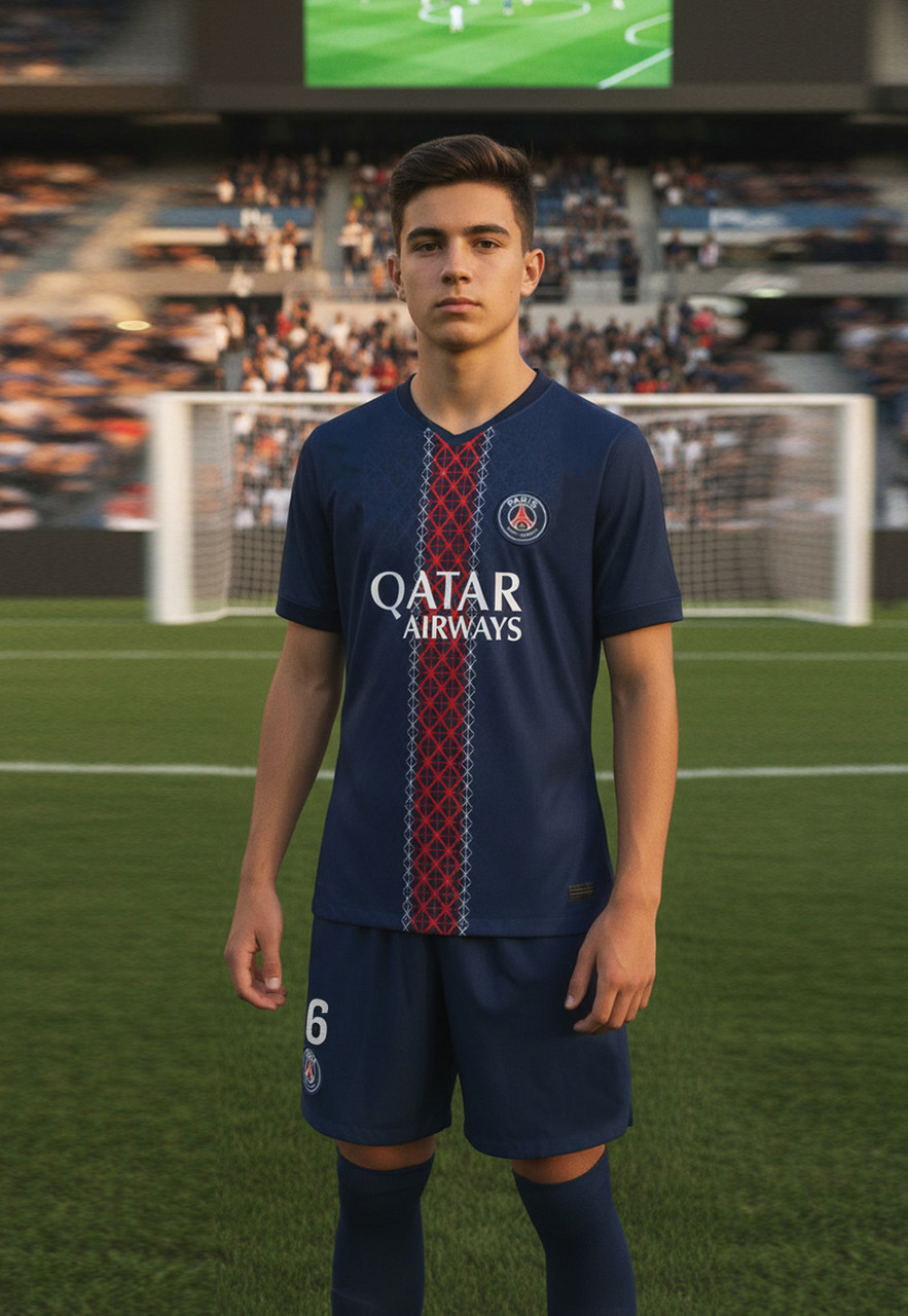 Дитяча футбольна форма PSG №6 Zabarnyi сезон 25/26 домашня темно-синя, фото 1