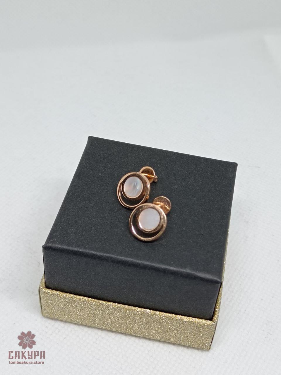Золоті Сережки зі вставкою перлина, фото 1