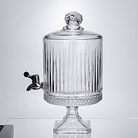 Лимонадниця з краном на підставці скляна 4,5 л прозора HP-19-3045-4