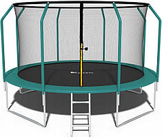 Дитячий садовий батут 435 см із зовнішньою сіткою та драбиною