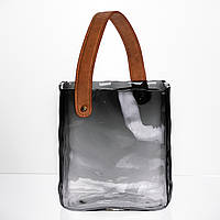 Скляна ваза сумочка з ручкою 16×8×18.5 (см) декоративна Сірий HP-19-156-2