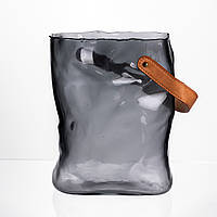 Подарункова скляна ваза сумочка з ручкою 18×9×25 (см) декоративна Сірий HP-19-157-2
