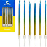 Набір свічок для торта 6 шт., жовто-блакитний