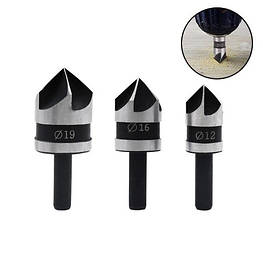 Набір зенківок 3шт 12/16/19мм 90град, циліндричні, HSS сталь - оригінал