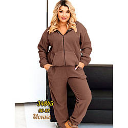 Теплий жіночий костюм "Двосторонній Фліс" з кофтою на блискавці та штанами на манжеті Розміри: 50,52,54,56,58 (31151-4)