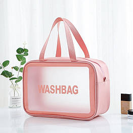 Прозора сумка-косметичка з ручками Washbag Pink 25см - оригінал