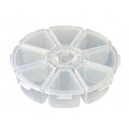 Коробка органайзер кейс для снастей бісеру круглий 100х25 мм 8 комірок - оригінал