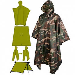 Дощовик-плащ-намет універсальний нейлонова з капюшоном для туризму, риболовлі та полювання — оригінал