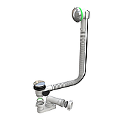 Сифон до ванни напівавтомат, заглушка велика пластик, перелив пластик, сифон стандартний, злив d40 з накидною гайкою Арт.