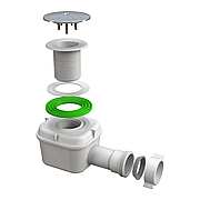 Сифон до душового піддону d50, кришка ABS хром, зливна трубка d40 Арт. d12500111P