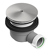 Сифон до душового піддону d90, кришка з ABS з покриттям нержавіючої сталі, зливна трубка d40, з накидною гайкою Арт. d12500311P