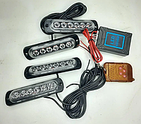 Популярный! Стробоскоп под решетку 4шт по 6LED I-BS-1-4-6LED-Blue с пультом 12-24V - Лучшее утенство тольково на Nukleon.com.ua