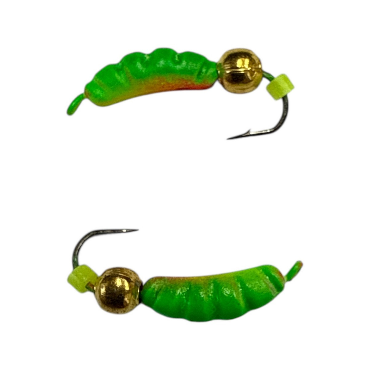 Блешня Вольфрамова "Латишка" Личинка опариша - З кулькою золото - Ø2,8мм - 0,6г - Зелено-червоний - Kumho №16 - Латвія (МК1085)