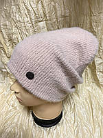 Пухнаста тепла подвійна жіноча шапка екогора