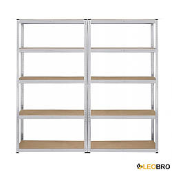 Стелаж LEOBRO 180 х 180 х 40 см, 175 кг/полиця, 5 полиць (LB-R175-GALX2) для гаража, комору, балкона