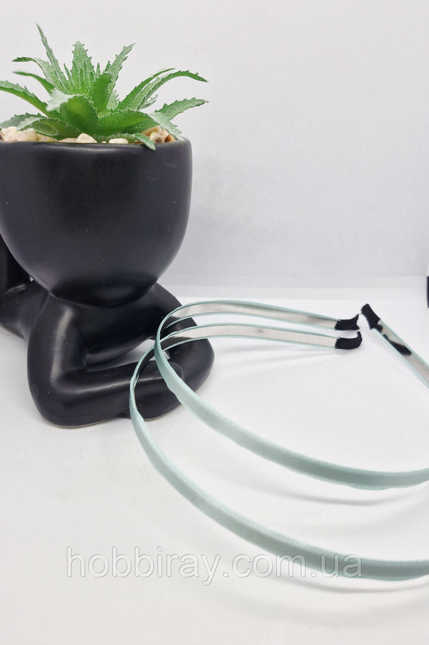 Обруч (Заготовка) металл с атласной лентой 0.6см. Цвет тіфані., фото 1