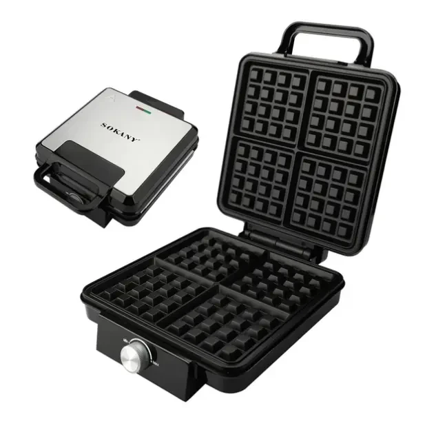 Вафельниця на 4 бельгійських вафлі з антипригарним покриттям Sokany SK-08031, фото 1