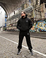 Зимовий спортивний костюм на флісі Stone Island чорний, Чоловічий спортивний костюм Stone Island зима