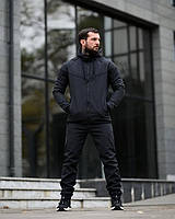 Зимовий спортивний костюм Softshell чорний, Чоловічий спортивний костюм софтшел чорний зима