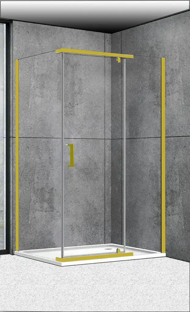 Душова кабіна Aquanil Camellia 90х90х190 см без піддону золото прозоре скло 6 мм розпашні двері