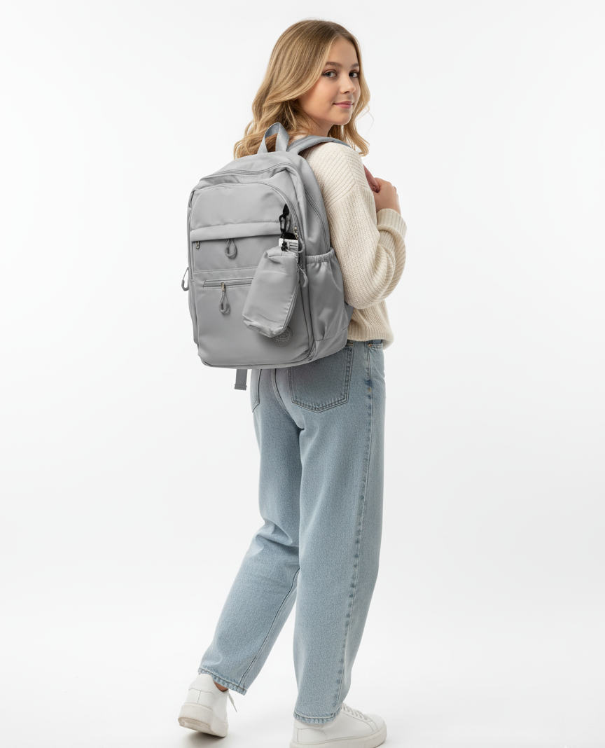 Дитячий шкільний рюкзак для дівчинки сірий (FSN-3382), фото 1