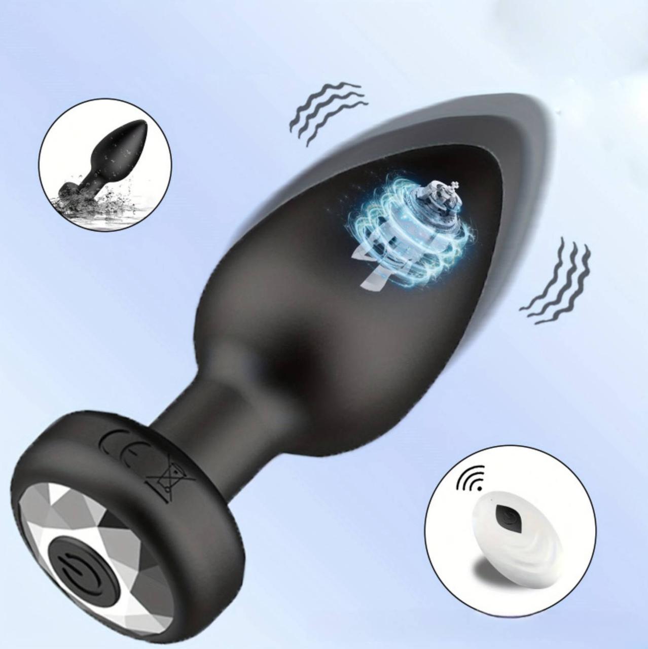 Анальна пробка з вібрацією вібропробка з пультом Wo-sex forlove, 10 режимів. S/M, фото 1