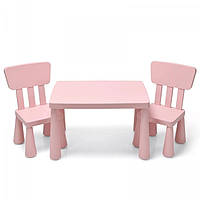 Стіл і 2 стільці для дитячої кімнати в універсальному стилі, рожевого кольору