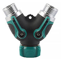 Разделитель для садового шланга с двумя клапанами для полива растений и ухода за садом BROWN