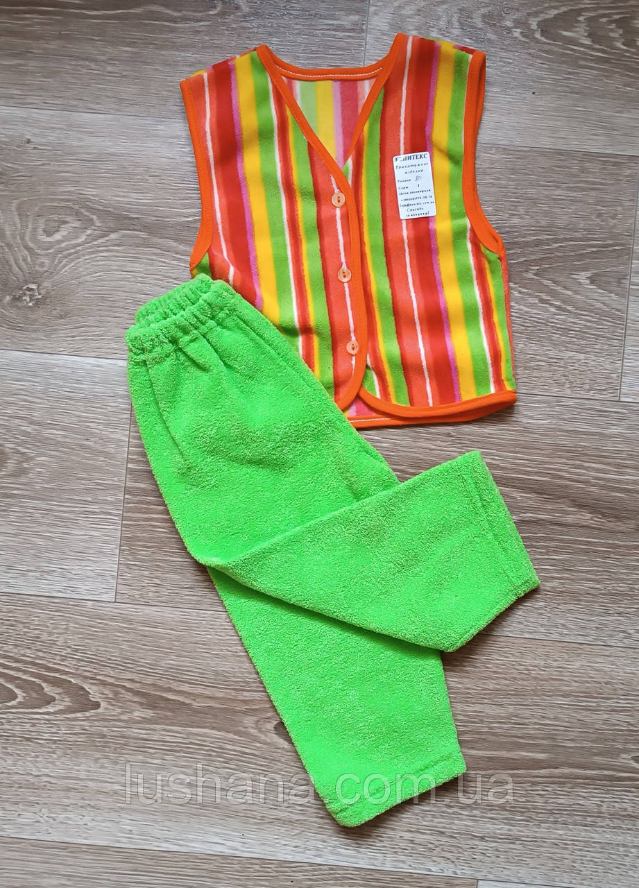 Жилет фліс + штани повзуни махра на дівчинку / комплект, костюм / р.80, 9-12 міс., фото 1