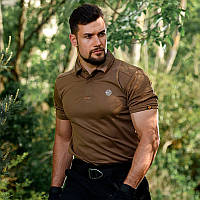 Тактична футболка унісекс з коміром поло для активного відпочинку полювання та риболовлі BROWN