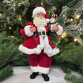 Новорічна декоративна іграшка Санта під ялинку та для декору, 28см (червоний)