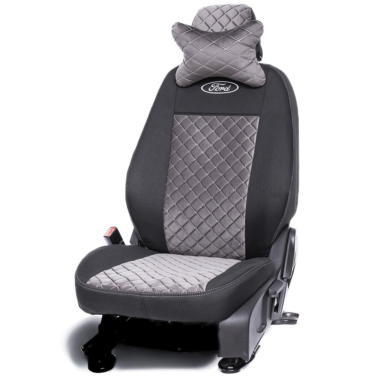 Модельні чохли сидінь авто Ауді А4 Б7 (Audi A4 B7) люкс сірий квадрат, фото 1