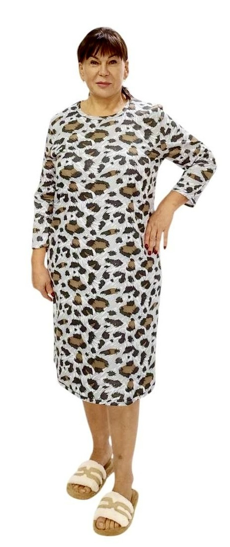 Жіноча тепла нічна сорочка на байці, фото 1