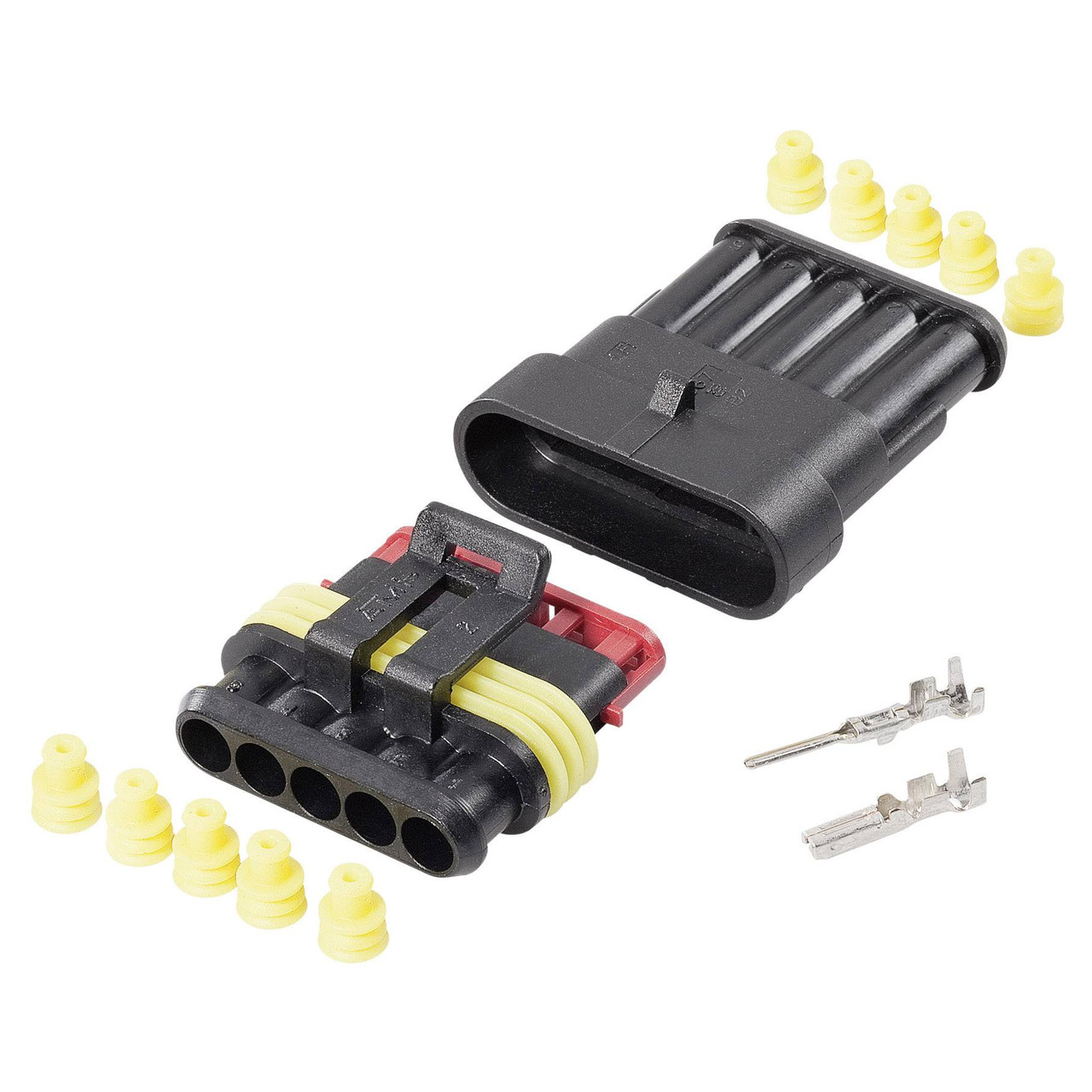 Роз'єм для з'єднання дротів AMP 5 PIN SUPERSEAL HYBSZ папа+мама, фото 1