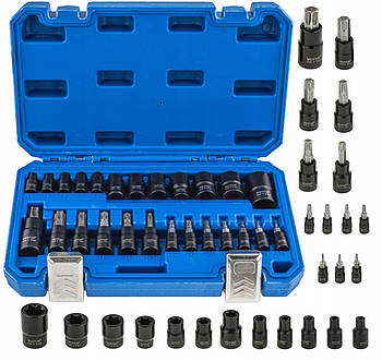 Набір торцевих головок TORX + набір біт TORX-E  1/4, 3/8, 1/2 25 од. Falon-Tech FT7725