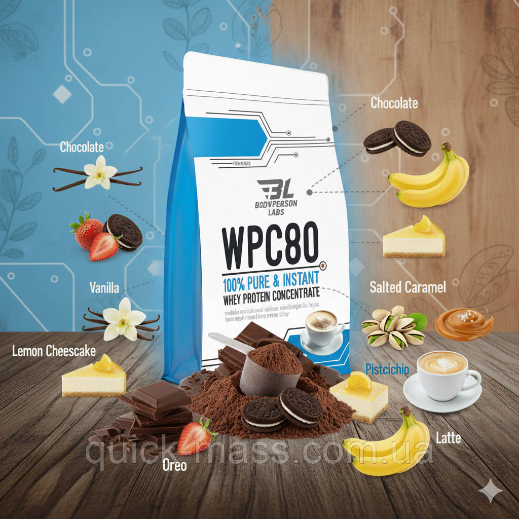 Протеїн без цукру Bodyperson Labs WPC 80 900 g (30 порцій) різні смаки, фото 1