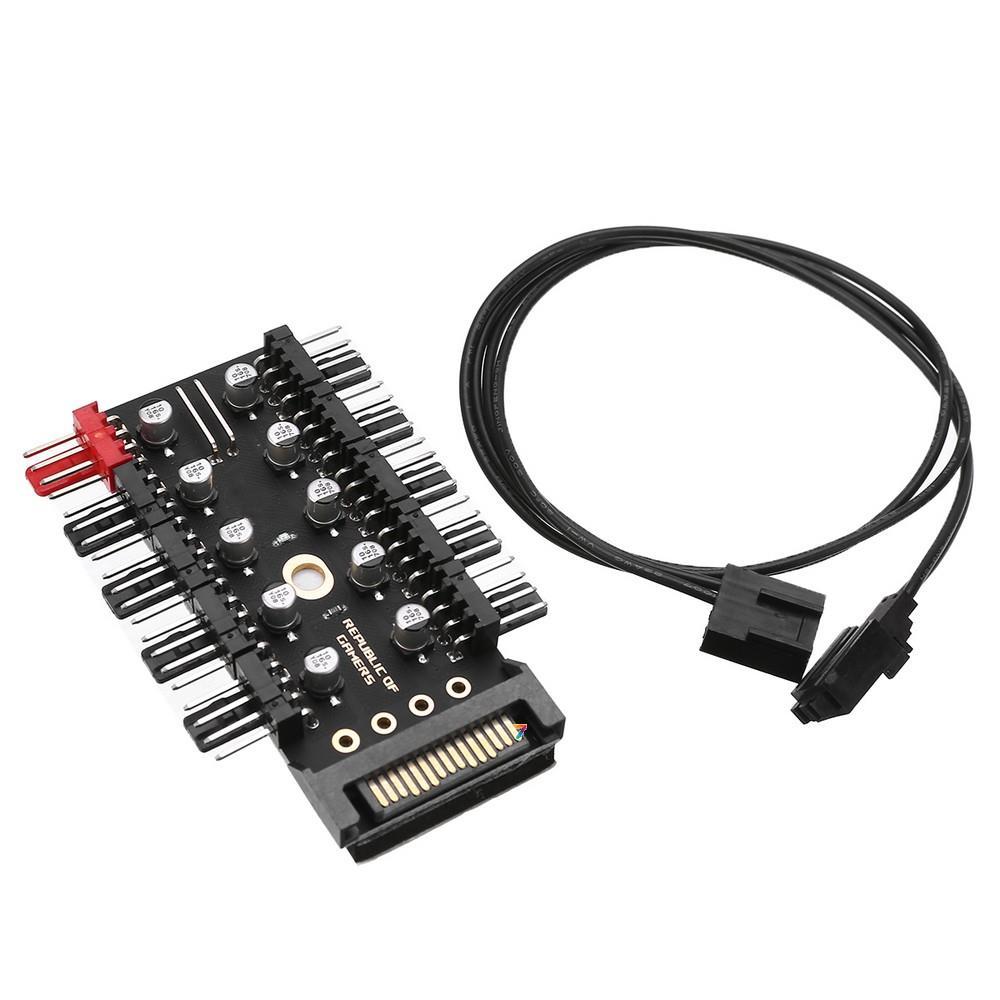 FAN HUB Power Supply Сплитер розгалужувач SATA на 10 кольорів 4 pin Fan Hub, фото 1