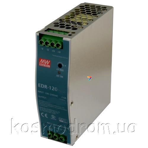 EDR-120-48 AC/DC, 120W, Вхід: 90-264VAC/127-370VDC, Вихід: 48В/2,5A, розміри 40х125.2х113.5 мм, -20...+60 С, фото 1