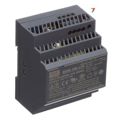 HDR-100-12N AC / DC, 90W, Вхід: 85-277VAC / 120-390VDC, Вихід: 12V / 7.5а, DIN-rail, розміри 70х90х54.5 мм, -30 ... + 70 С, фото 1
