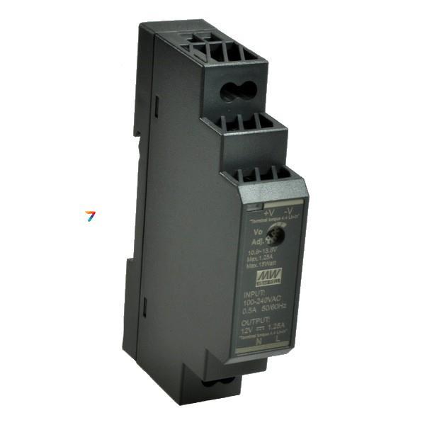 HDR-15-12 AC / DC перетворювач: на DIN рейку 15 Вт вихідна напруга 12В, вих.струм 1.25А вхід: 85 ... 264VAC / 120 ... 370VDC -30, фото 1