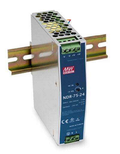 NDR-75-48 Блок живлення, на DIN рейку 76.8W, вихідна напруга 48В, вих.струм 1.6A раб.темп.: - 20 ° С до + 70 ° С, кількість, фото 1
