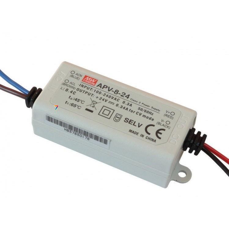 APV-8-24 AC / DC, 8.16W, в пластиковому корпусі, Вхід: 90-264VAC / 127-370VDC, Вихідна напруга: 24В, вихідний струм 0.34A, розміри, фото 1