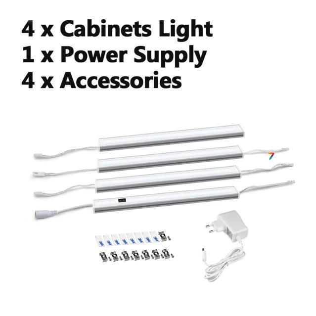 4xLamp-Motion-Warm-50 Набір для підсвічування: чотири лампи + джерело живлення, безконтактне включення, теплий-білий, 50 см, фото 1