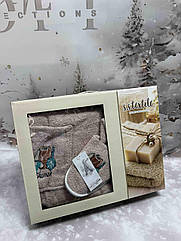 Набір для сауни та бані жіночий 3 предмети Туреччина на липучці бежевий