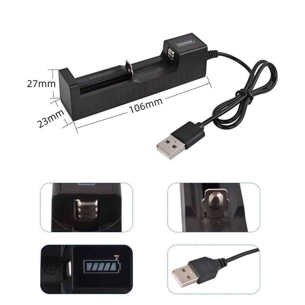 18650 USB Charger 1X Вихідна напруга: DC 4.2V 1000mA, індикатор зарядки, Size: 125*92*30 мм. Сумісний з 10440 14500 16340 16650, фото 1