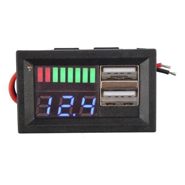 Dual USB 5V 2A Battery Capacity Indicator BLUE Синій колір індикації. 5 В, 2 А 5 ~ 25 мА, фото 1