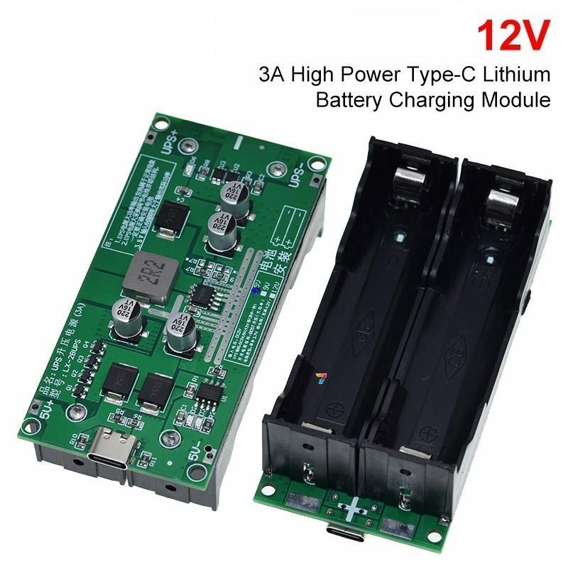 UPS 18650 Power Supply Converter 12V Модуль Type-C для збирання мініатюрного джерела безперебійного живлення на основі літієвих, фото 1