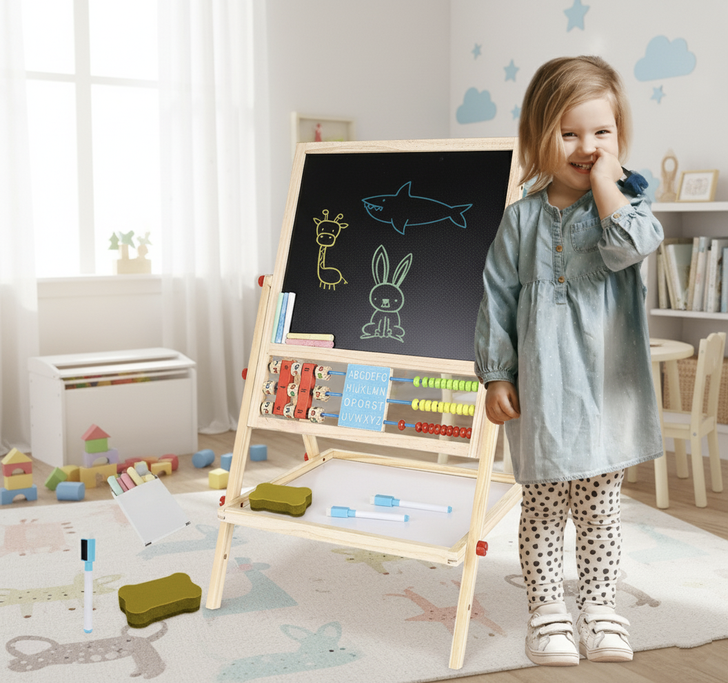 Дошка двостороння навчальна дерев'яна Kruzzel 9449, фото 1