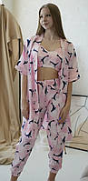 Трійка халат топ і штани 337